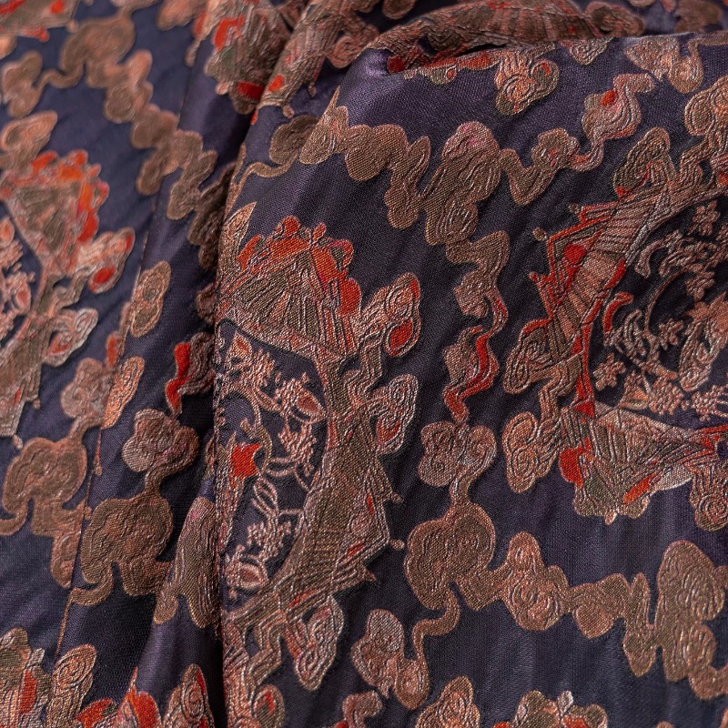 Sewing Fabric - Purple Red Rayon Floral Jacquard Lurex