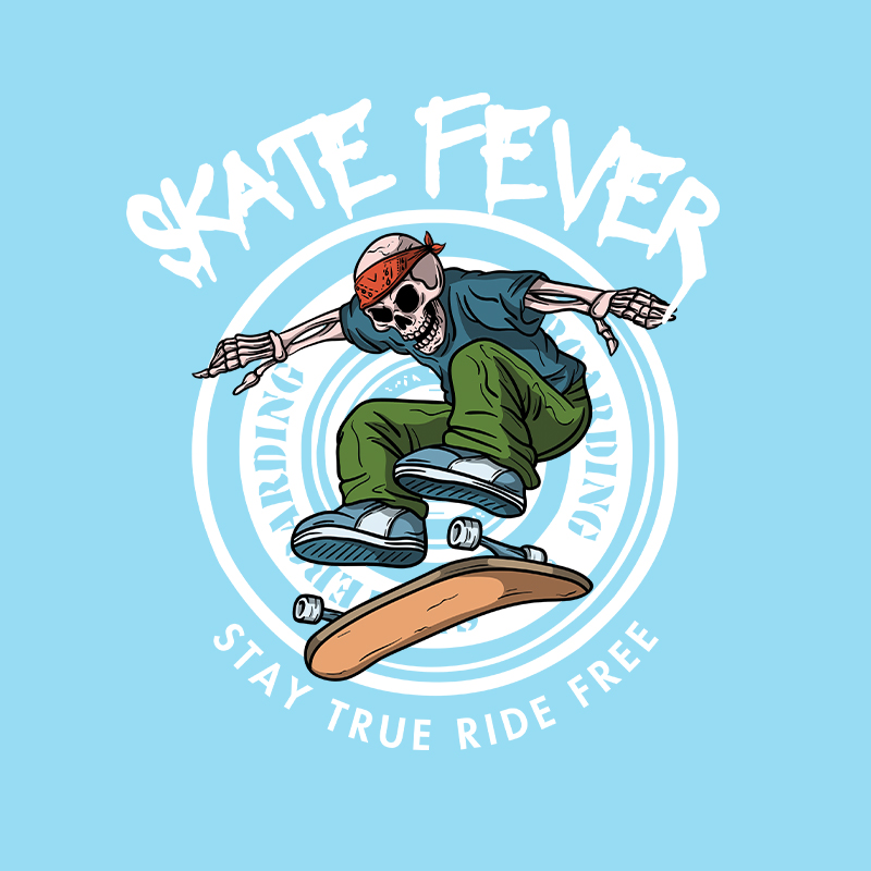 Iron On Patch - Cool skeleton playing skateboard Iron On
