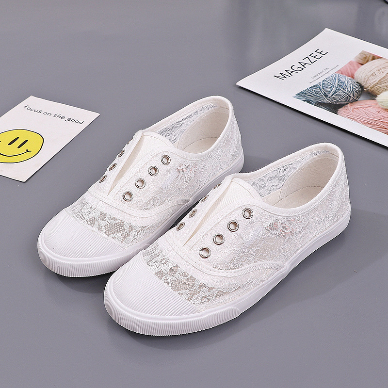 Sewing Garment - Fashion Lace White Canvas Shoes Women