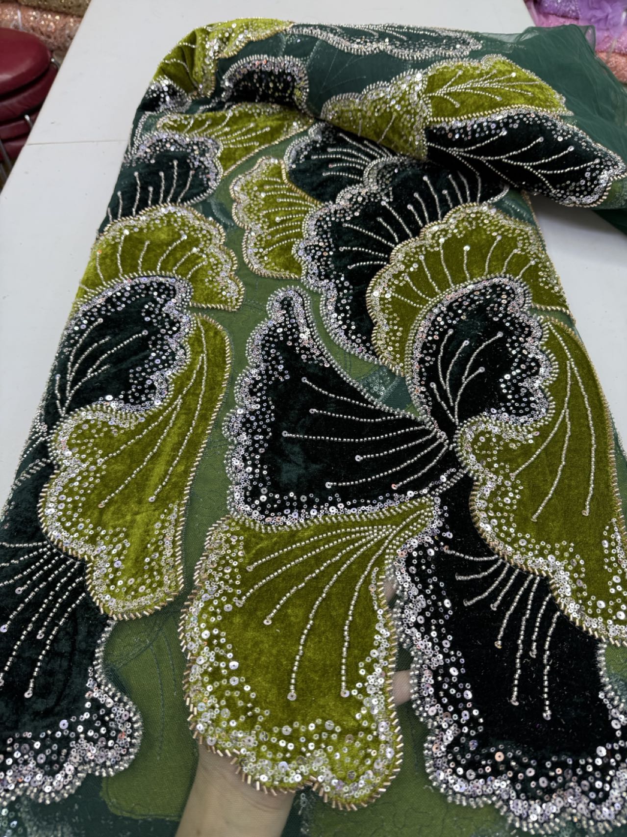 Luxury Sequins Beaded Tulle La - đánh giá và giá Sewing Velvet Fabric