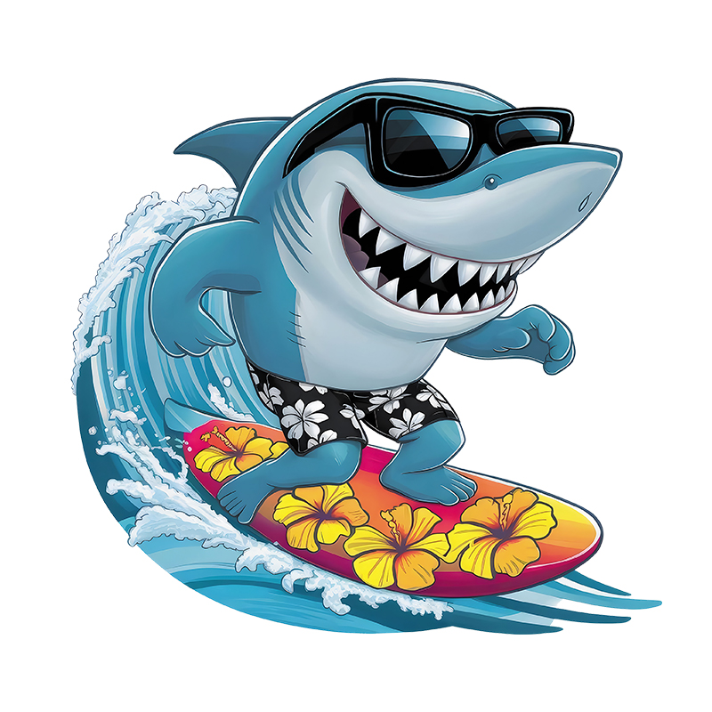 Interesting Sharks Surfing Iro - đánh giá và giá Iron On Patch